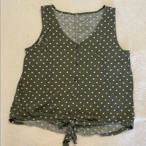 LOFT Olive Polka Dot Sleeveless Blouse